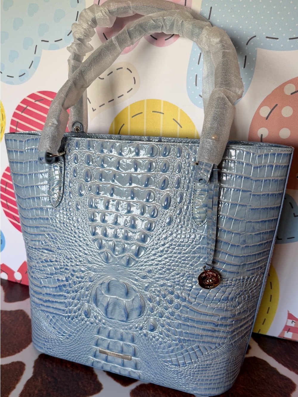 BRAHMIN EZRA HEAVENLY BLUE TOTE NWT PRETTY EYE PLACEMENT - Picture 4 of 12